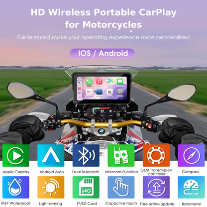 VisioMoto™: Carplay Motorcycle 8,1" Double Caméra + TPMS