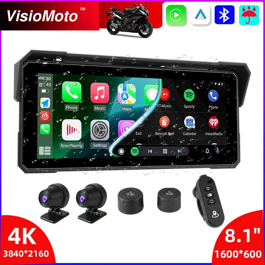 VisioMoto™: Carplay Motorcycle 8,1" Double Caméra + TPMS